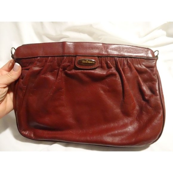 Vintage 70s ETIENNE AIGNER Cordovan Red LEATHER Purse BAG mod Glam - Picture 2 of 8